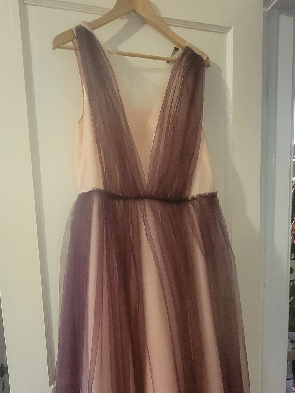 Eloquii Blush Dress with Mauve Tulle Overlay